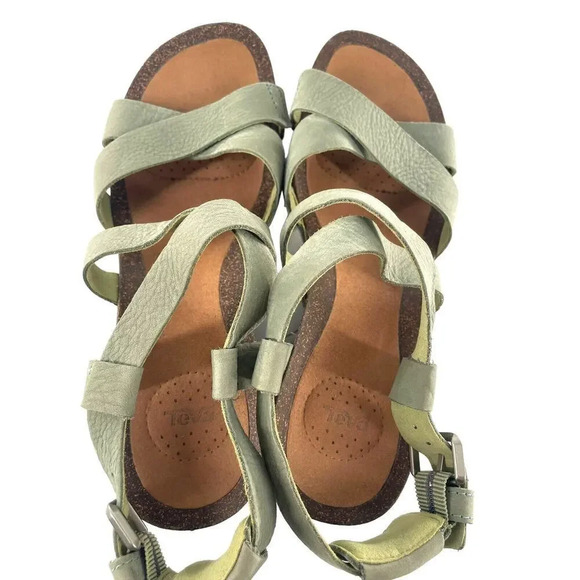 Teva Mahonia Cross Strap Comfortable Leather Wedge Sandals Green size US 9 EU 40 - Picture 12 of 16